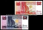 2برگ اسکناس 2 دلاری سنگاپور