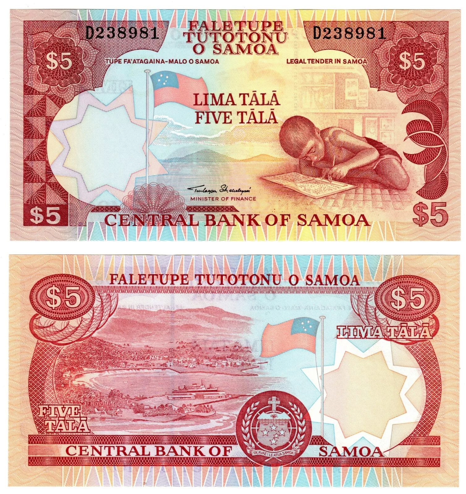 Samoa P33 اسکناس 5 تالا ساموآ - Image 1