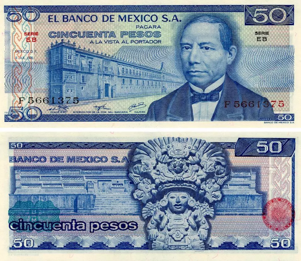 Mexico P65 اسکناس 50 پزو مکزیک - 99% - Image 1