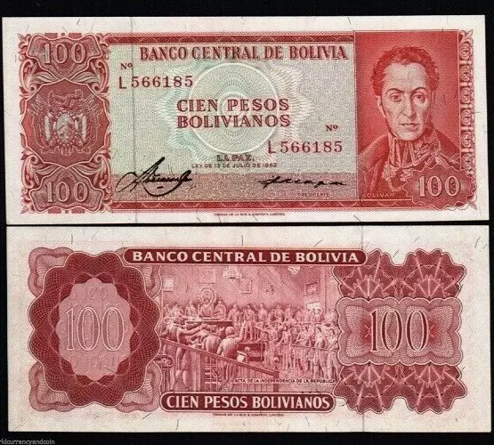 Bolivia p164 اسکناس100 بولیوانوس بولیوی - Image 1