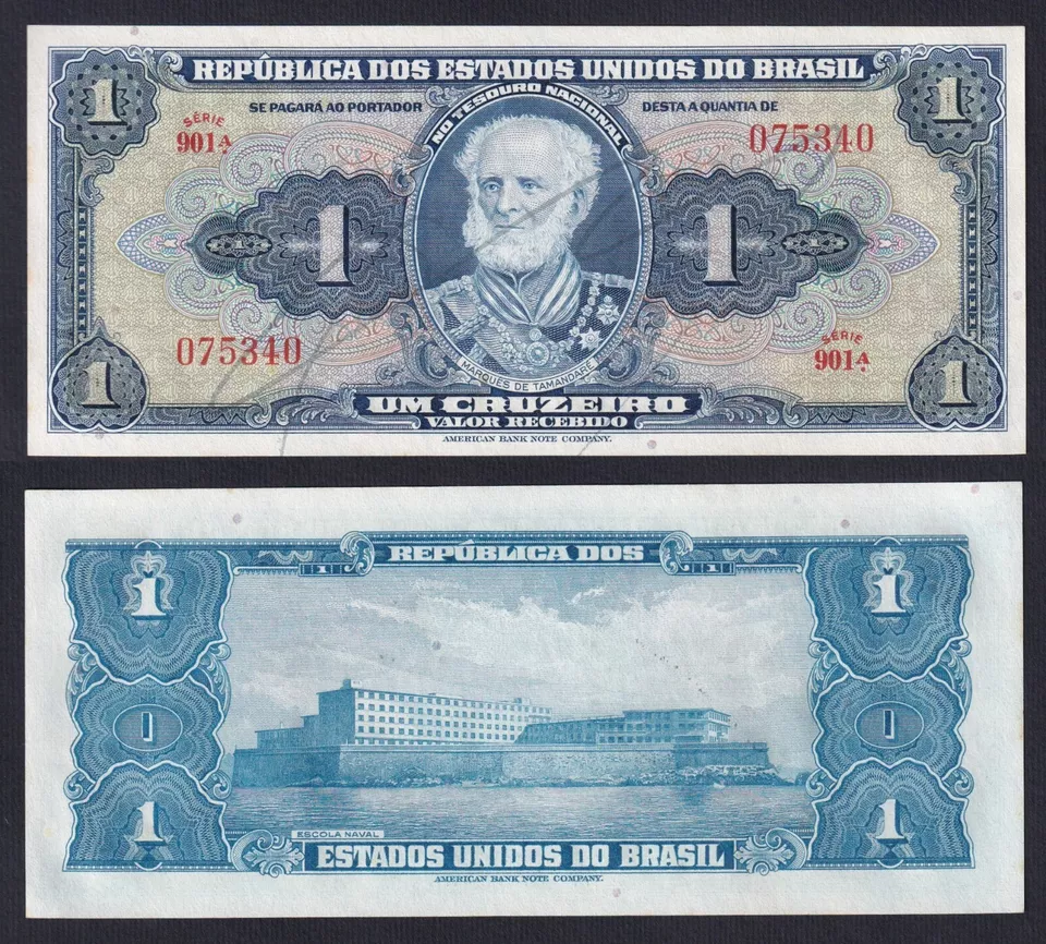 brazil p132 اسکناس 1 کروزیروس کمیاب برزیل - Image 1