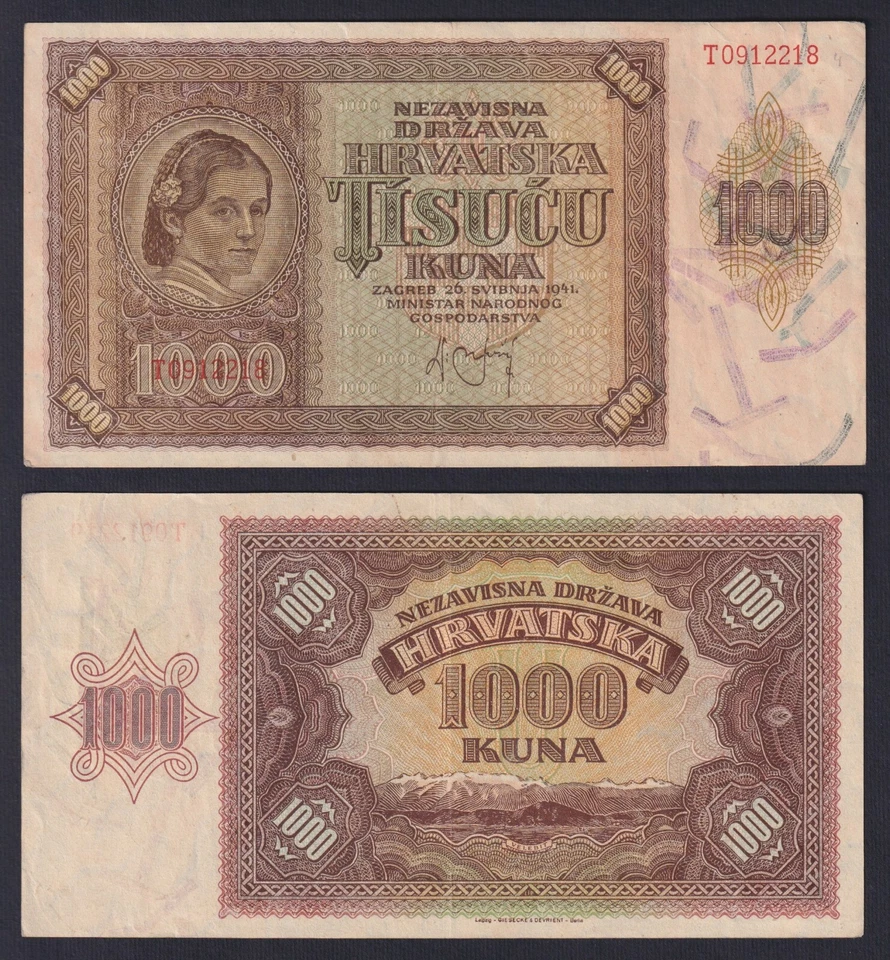 Croatia P4 اسکناس 1000 دینار کرواسی - Image 1